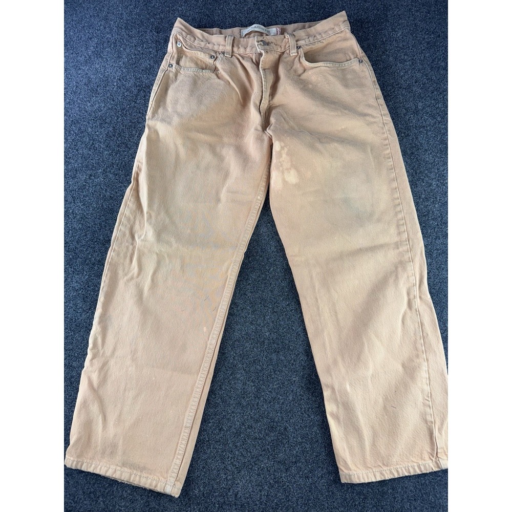 Levi's 550 Jeans Mens 34x29 Tan Relaxed Fit Distressed Made DR